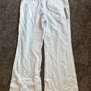 Willi Smith white  Trousers cotton linen blend wide legs lose fitting